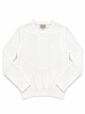 Torn by Ronny Kobo Faige Pointelle Knit Pullover Sweater Ivory Size S